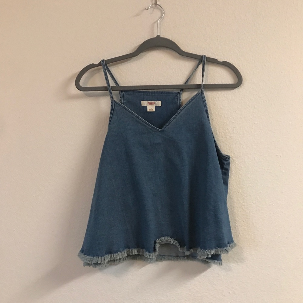 Denim Fringe Crop Top